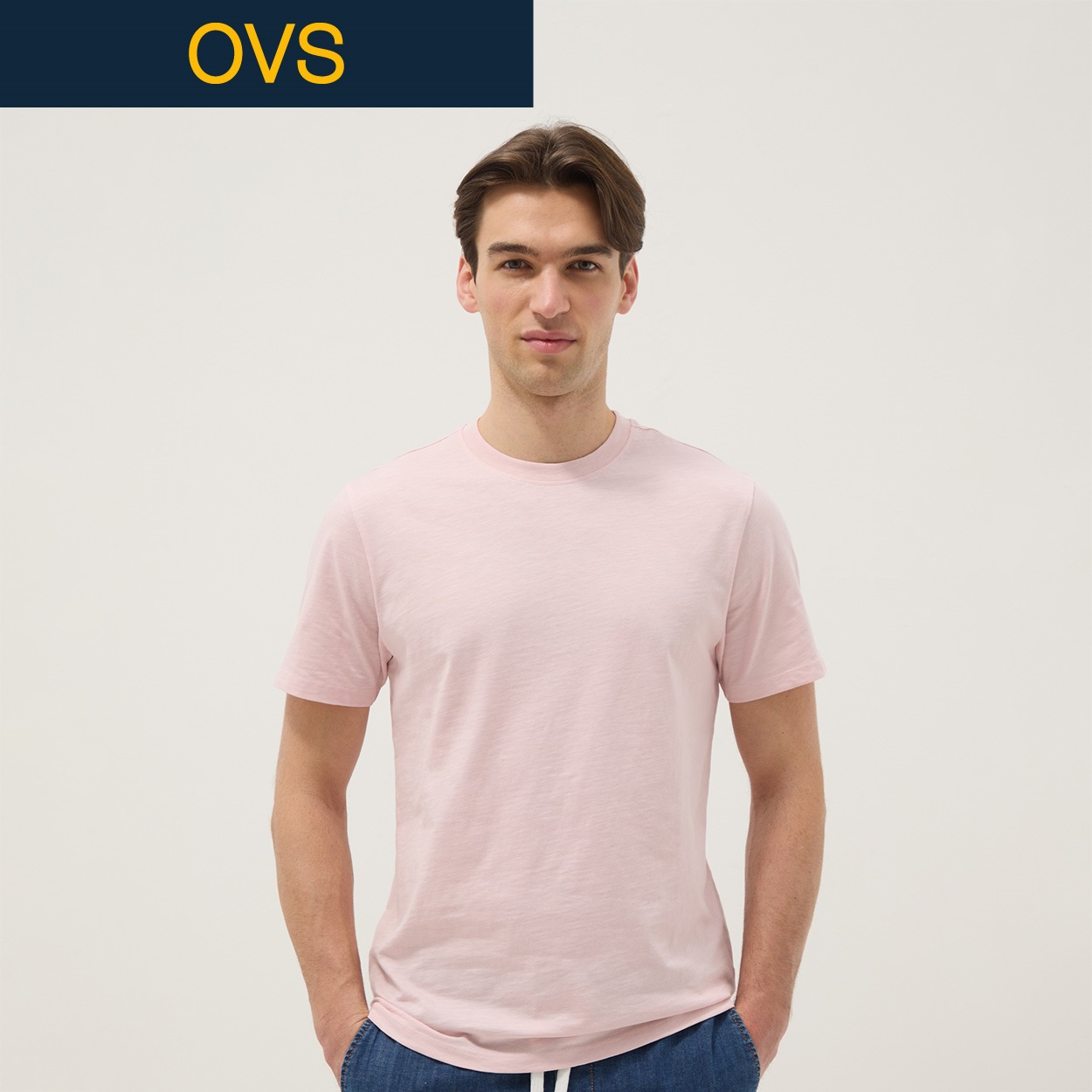 OVS（オヴィエッセ） ジャージースラブTシャツ 2684197(パステルピンク-M)