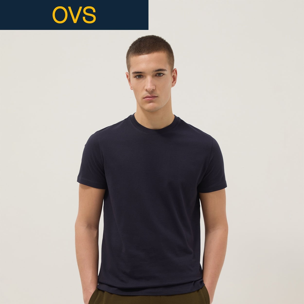OVS（オヴィエッセ） ジャージークルーネックTシャツ 2692376(ガンメタル-XL)
