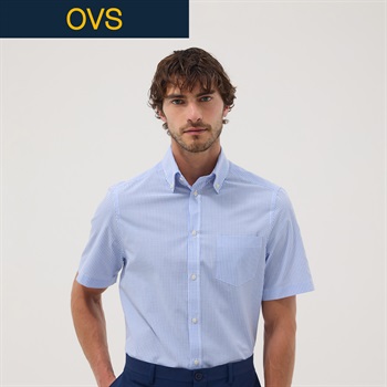 OVS（オヴィエッセ） 綿混半袖チェックシャツ 2692703(ホワイト/ブルー-S)