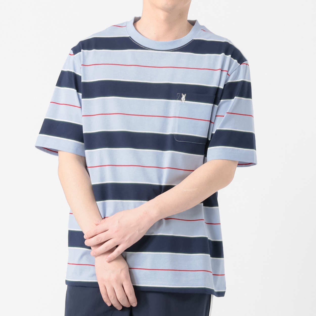 MACBETH ビンテージボーダーTシャツ メンズ(アオ-L)