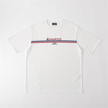 MACBETH バスケプリントTシャツ メンズ(シロ-M)