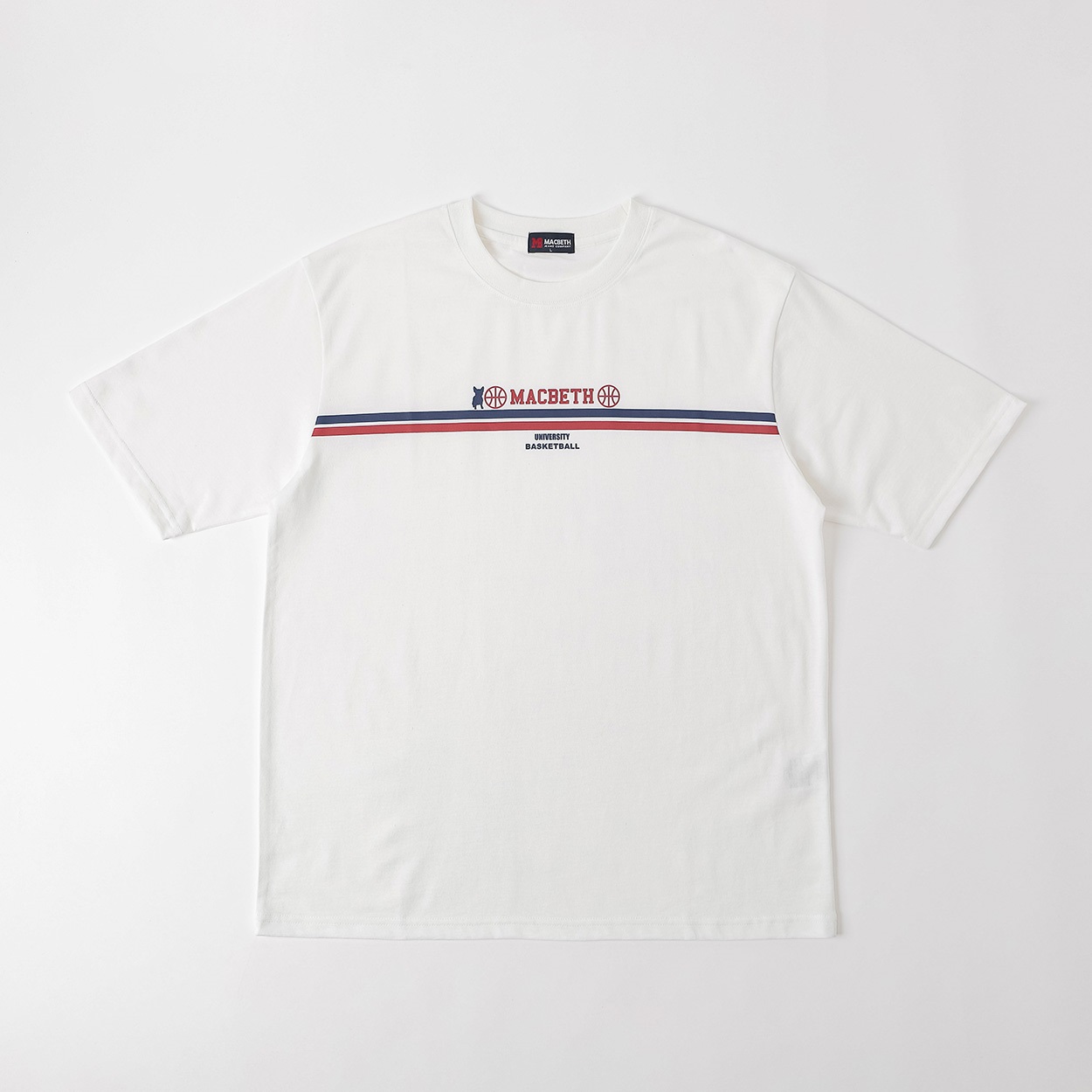 MACBETH バスケプリントTシャツ メンズ(シロ-XL)