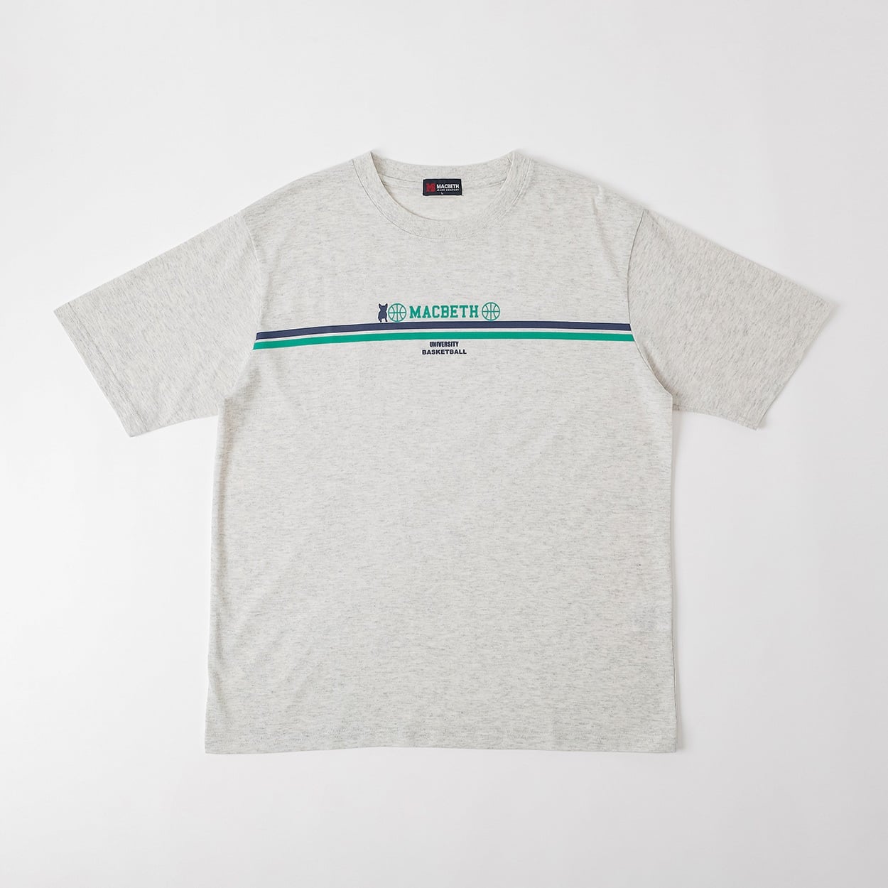 MACBETH バスケプリントTシャツ メンズ(キナリ-M)