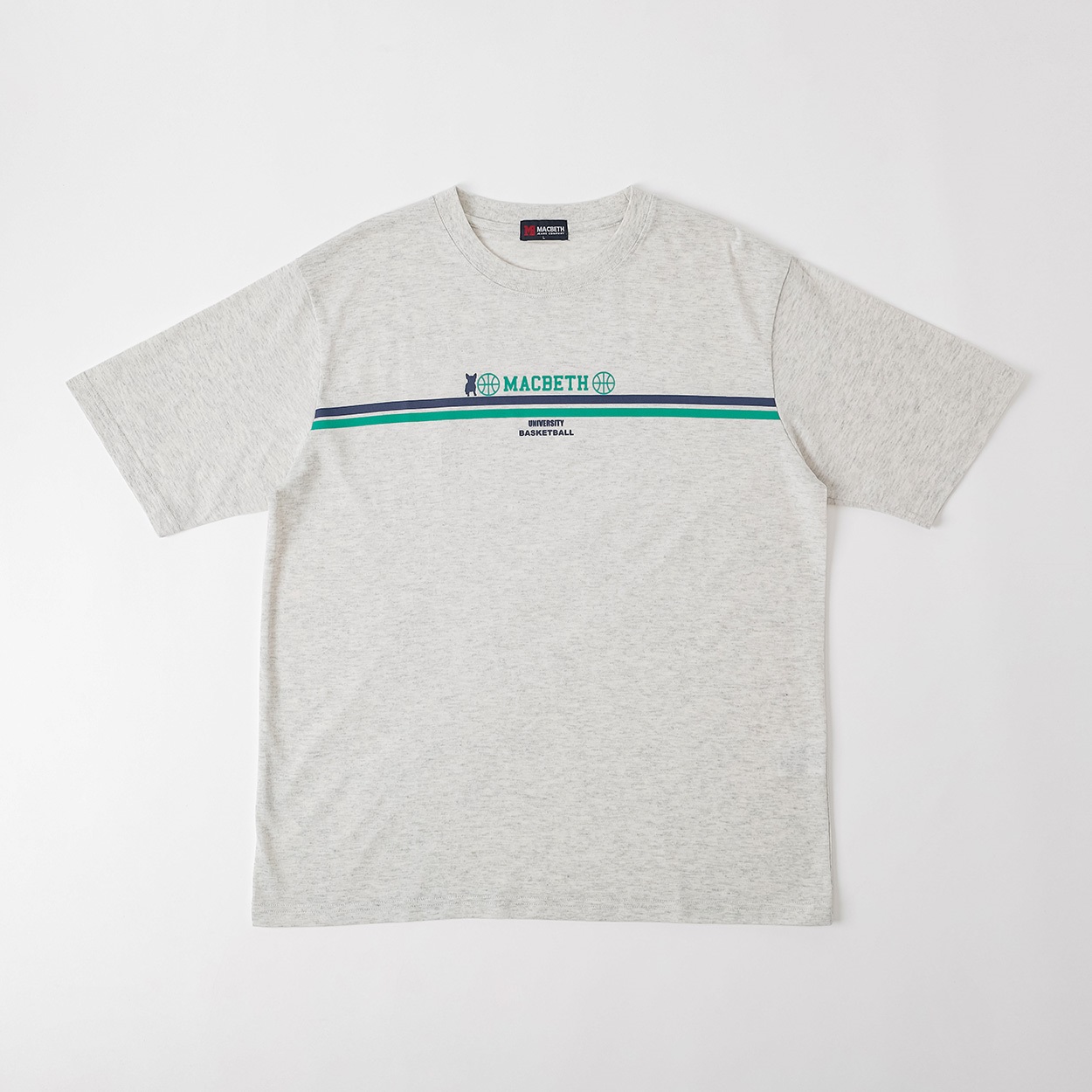 MACBETH バスケプリントTシャツ メンズ(キナリ-L)