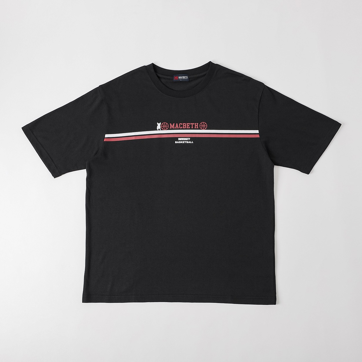 MACBETH バスケプリントTシャツ メンズ(クロ-M)