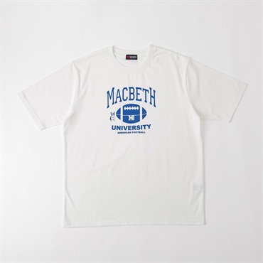 MACBETH アメフトプリントTシャツ メンズ(シロ-M)