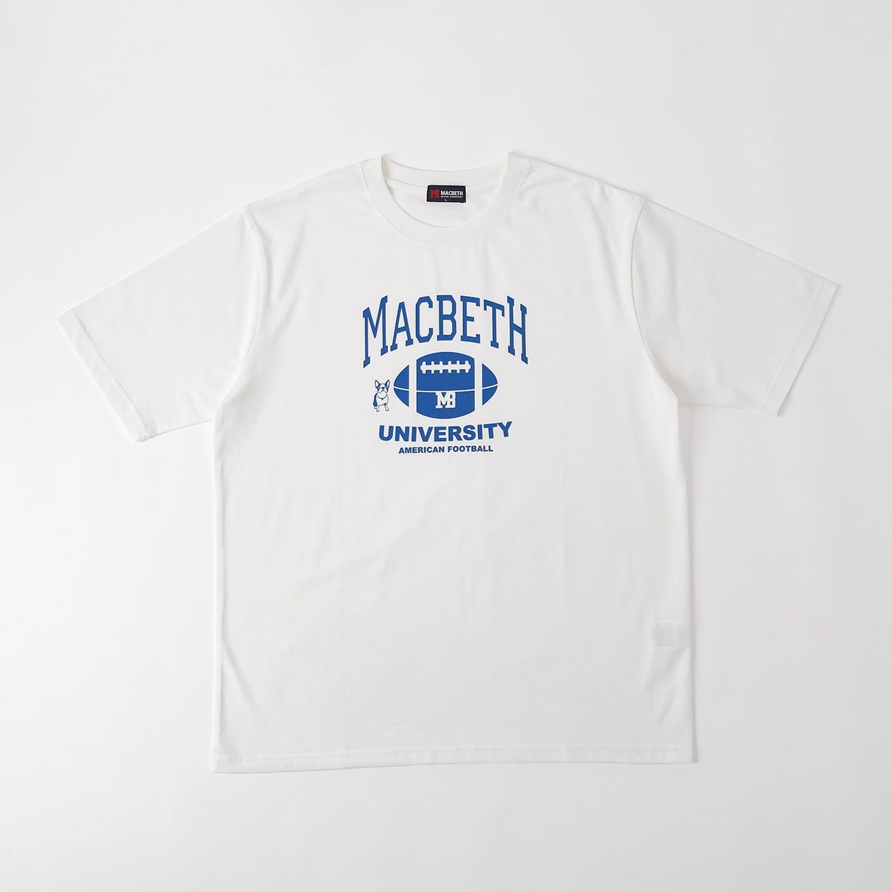 MACBETH アメフトプリントTシャツ メンズ(シロ-M)