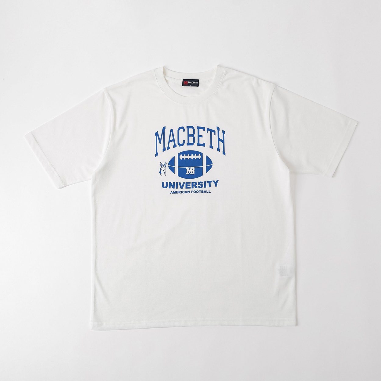 MACBETH アメフトプリントTシャツ メンズ(シロ-L)