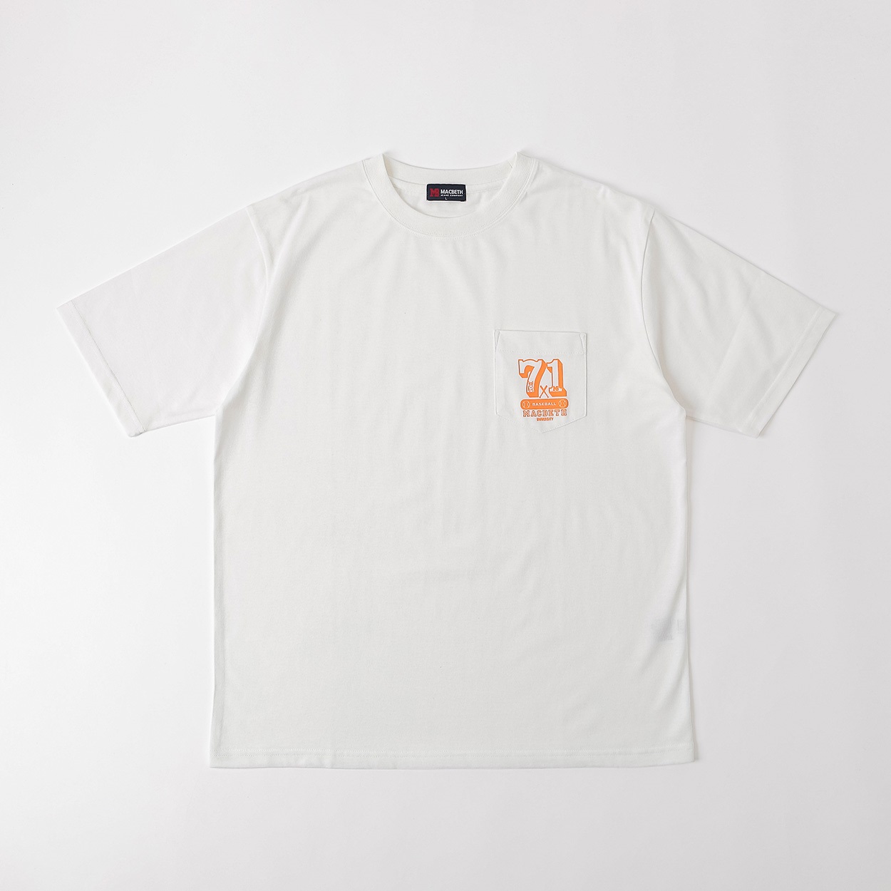 MACBETH 野球プリントTシャツ メンズ(シロ-M)