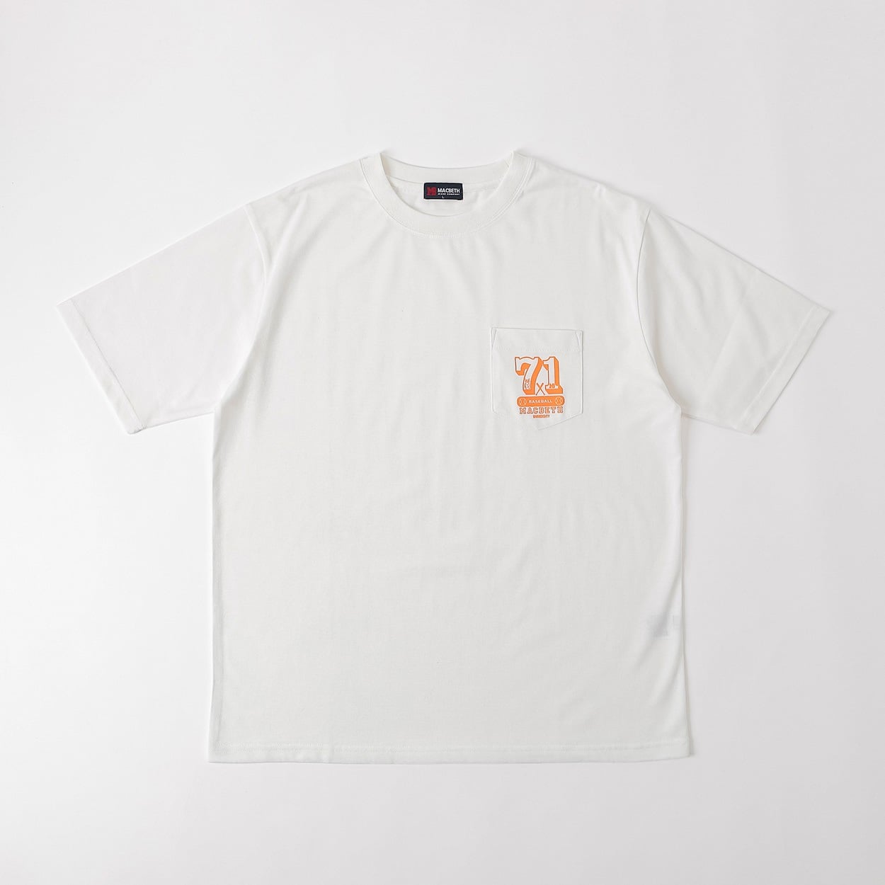 MACBETH 野球プリントTシャツ メンズ(シロ-L)