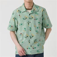 MACBETH(マクベス) 半袖ヤシの木柄シャツ メンズ(ミドリ-M)