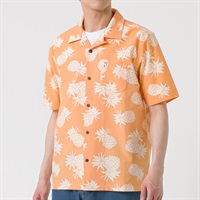 MACBETH(マクベス) 半袖パイナップル柄シャツ メンズ(ダイダイ-M)