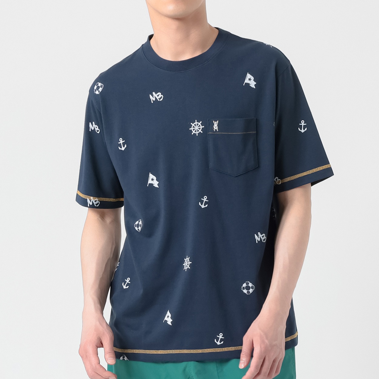 MACBETH(マクベス) マリンプリントTシャツ メンズ(コイアオ-L)