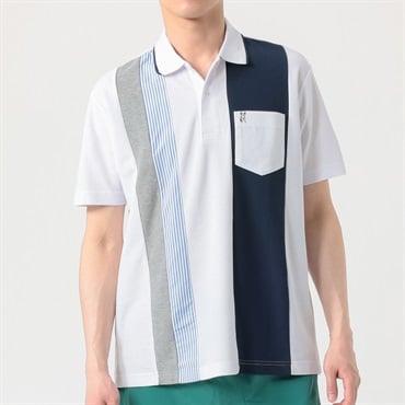 MACBETH(マクベス) 半袖縦切替ポロシャツ メンズ(シロ-M)