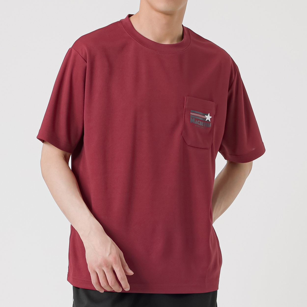 MACBETH(マクベス) メッシュプリントTシャツ メンズ(アカ-L)