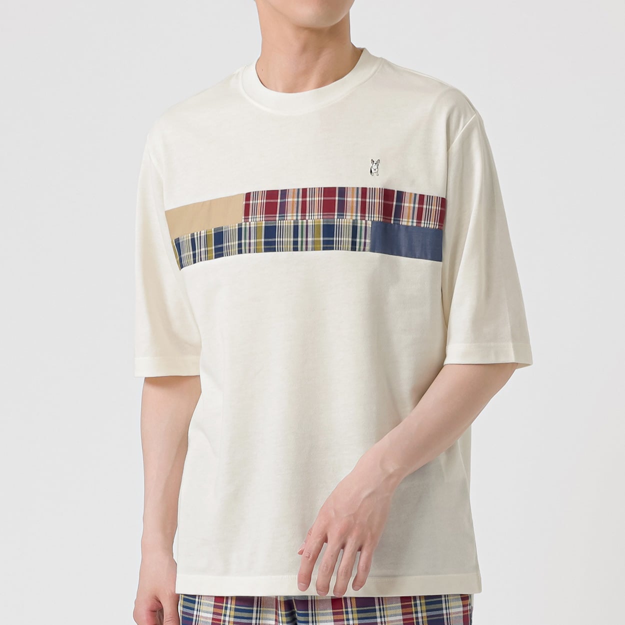 MACBETH(マクベス) 胸切替Tシャツ メンズ(シロ-L)