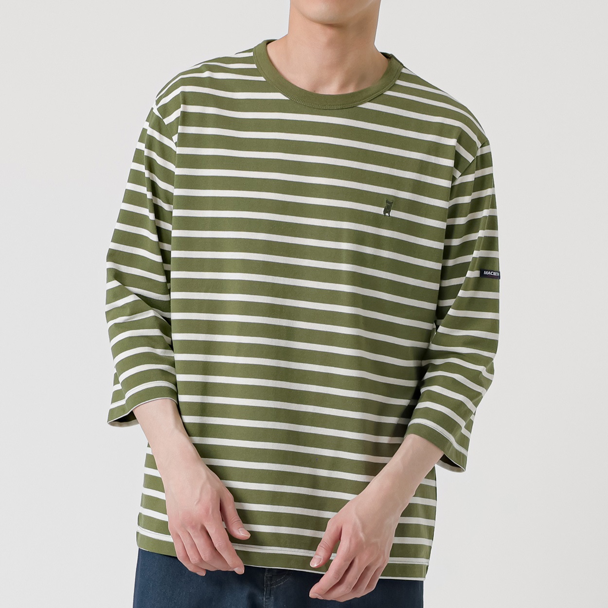 MACBETH(マクベス) 7分袖ボーダーTシャツ メンズ(ミドリ-M)