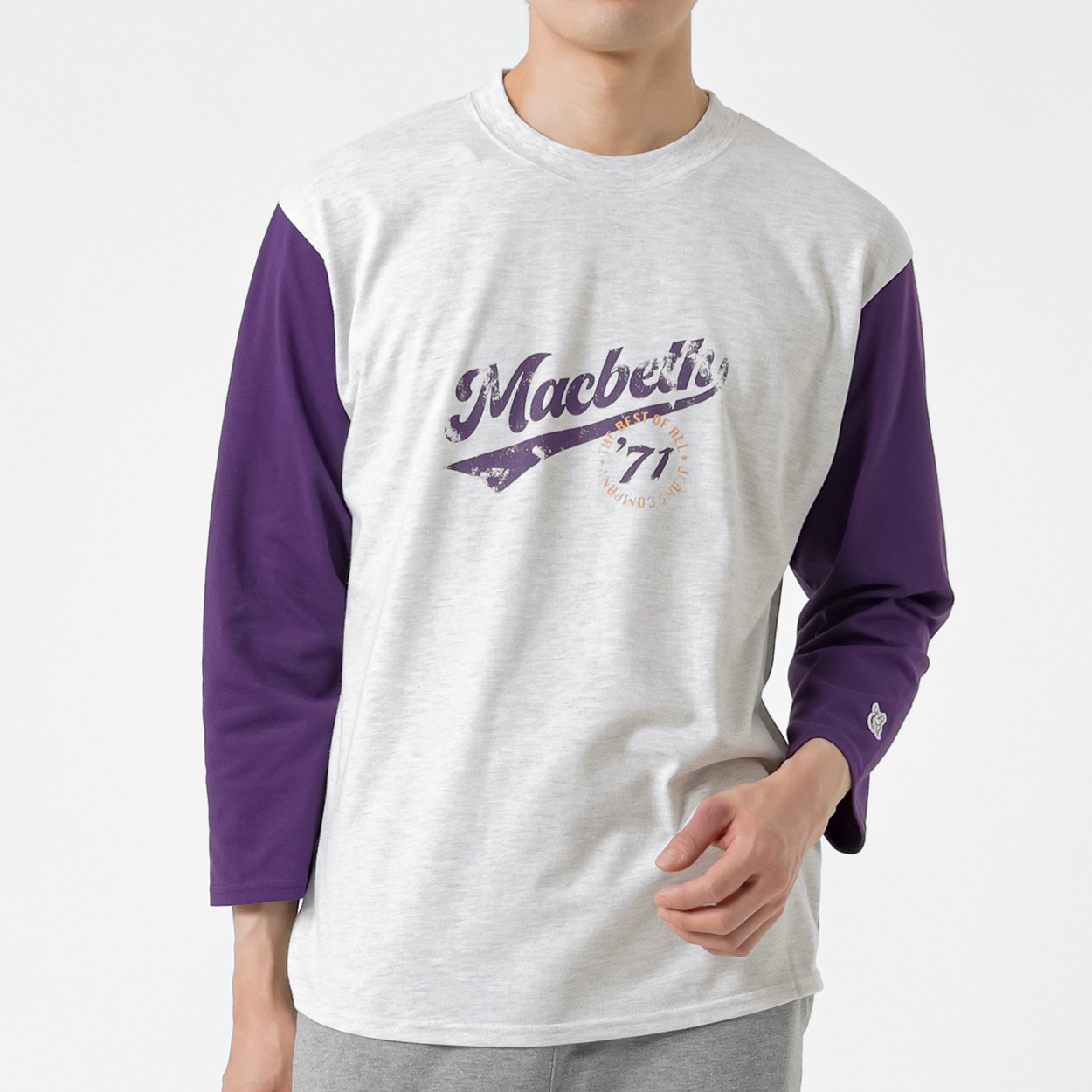 MACBETH(マクベス) 8分袖ベースボールTシャツ メンズ(ウスクロ-XL)