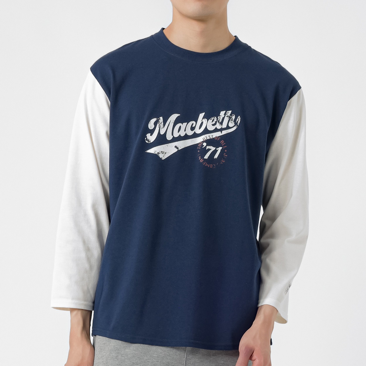 MACBETH(マクベス) 8分袖ベースボールTシャツ メンズ(コイアオ-XL)