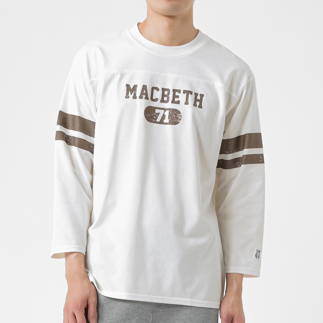 MACBETH(マクベス) 8分袖フットボールTシャツ メンズ(シロ-XL)