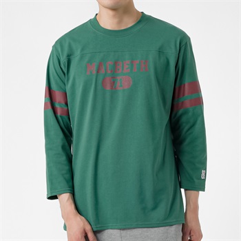 MACBETH(マクベス) 8分袖フットボールTシャツ メンズ(ミドリ-M)