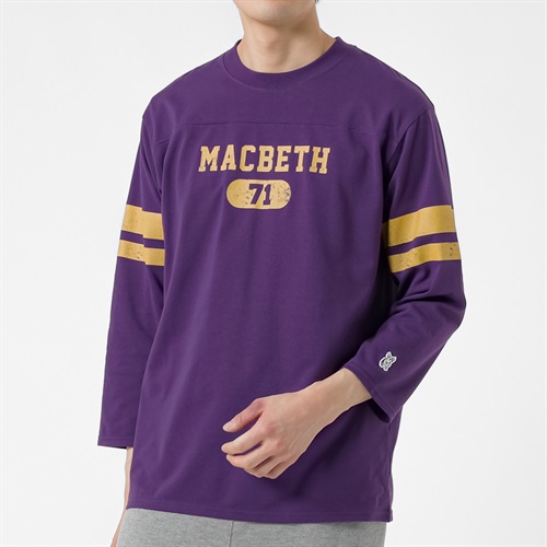 MACBETH(マクベス) 8分袖フットボールTシャツ メンズ(ムラサキ-M)