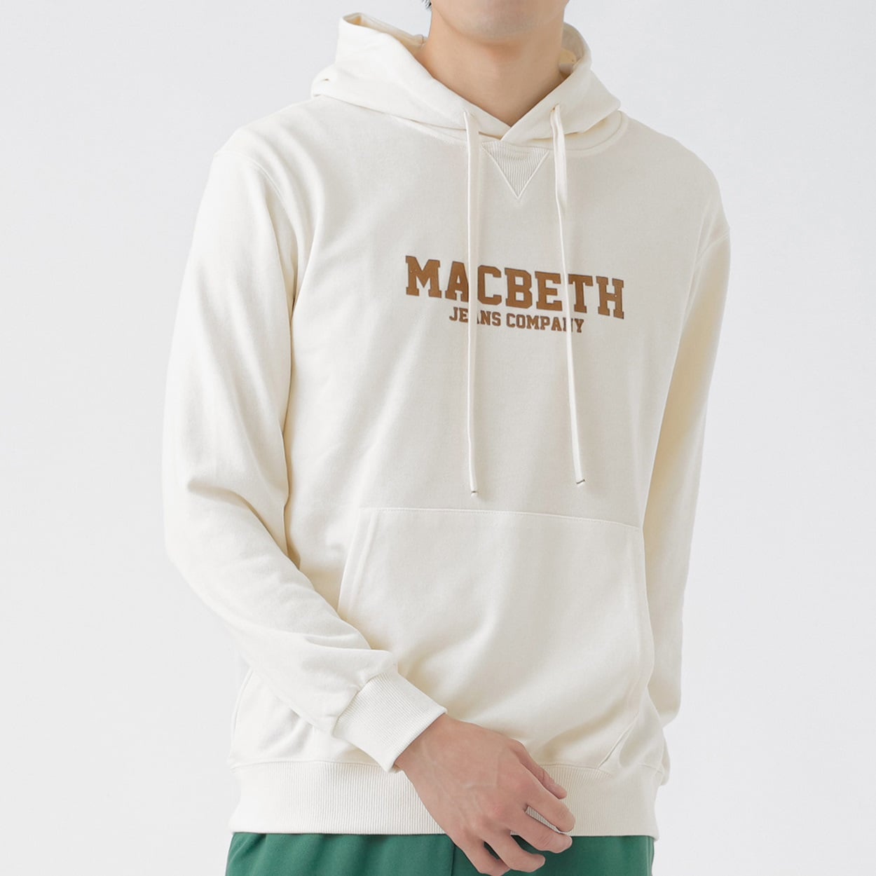 MACBETH(マクベス) 裏毛プルパーカー メンズ(シロ-L)