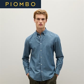 PIOMBO（ピオンボ） 綿シャンブレー長袖シャツ 2092347(シャンブレーブルー-S)