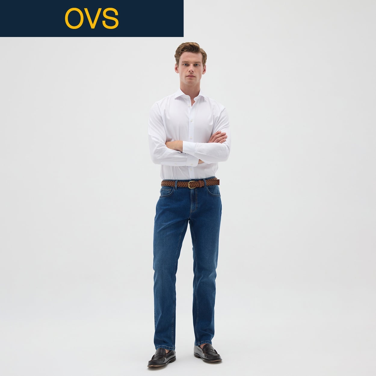 OVS（オヴィエッセ） レギュラーフィットジーンズ 2385255(ブルー-M-L)