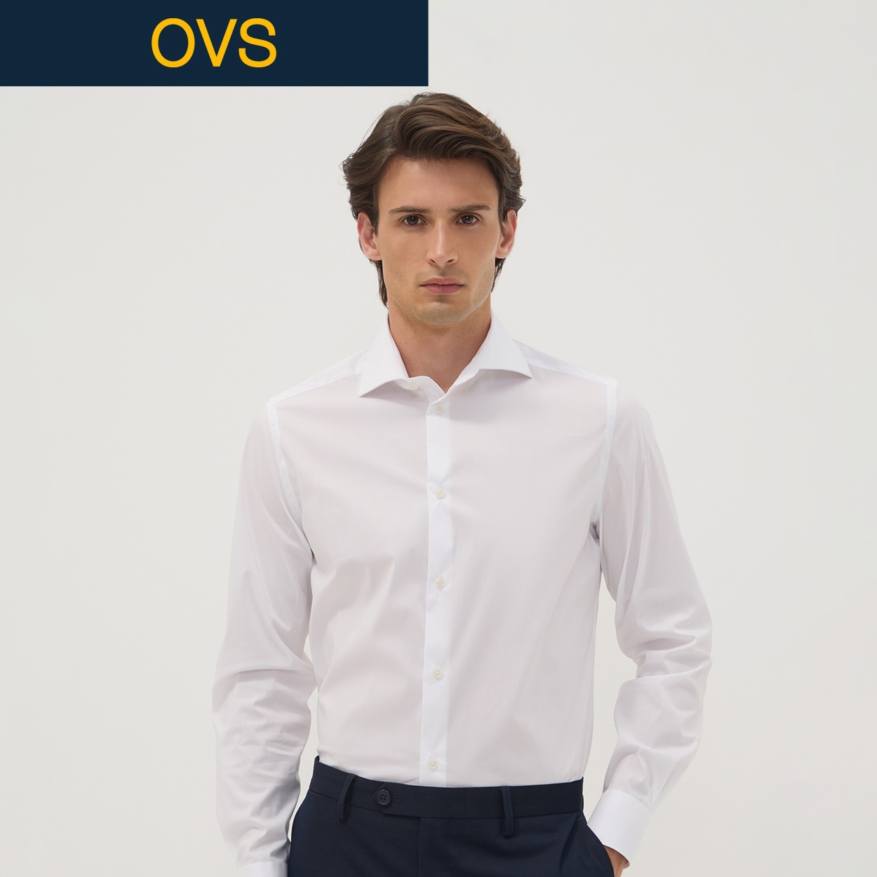 OVS（オヴィエッセ） 長袖スリムシャツ 2695548(オプティカルホワイト-XL)