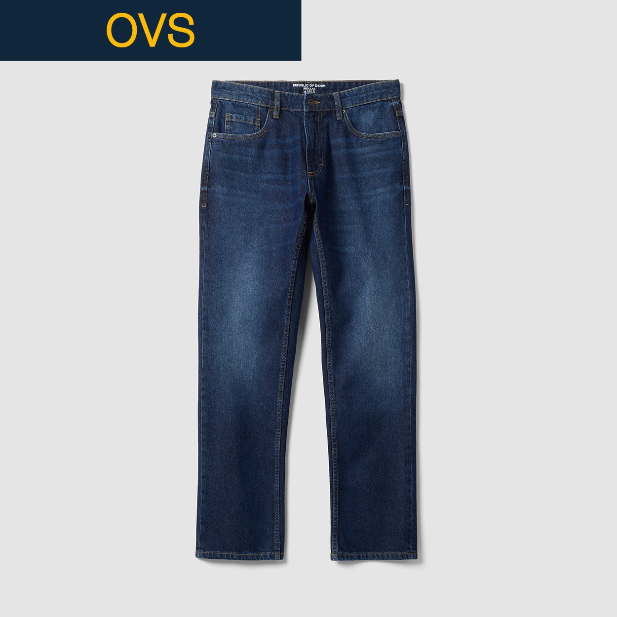 OVS（オヴィエッセ） コットンレギュラージーンズ 2762856(ネイビー(ダークウォッシュ)-XL)