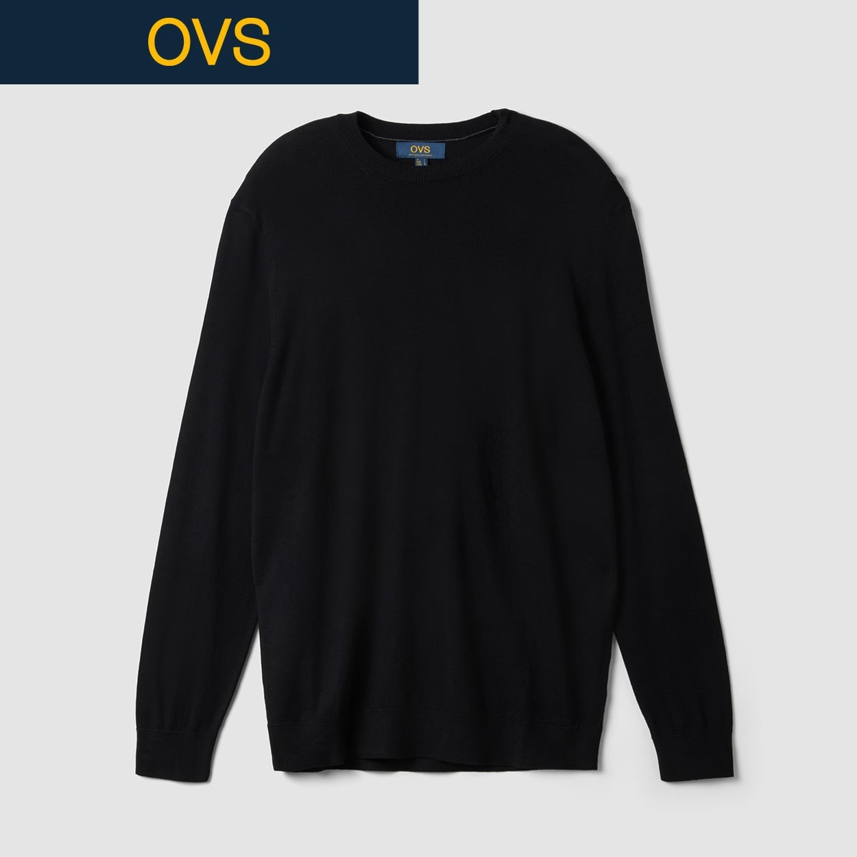 OVS（オヴィエッセ） ラウンドネックニットプル 2763968(クロ-XL)