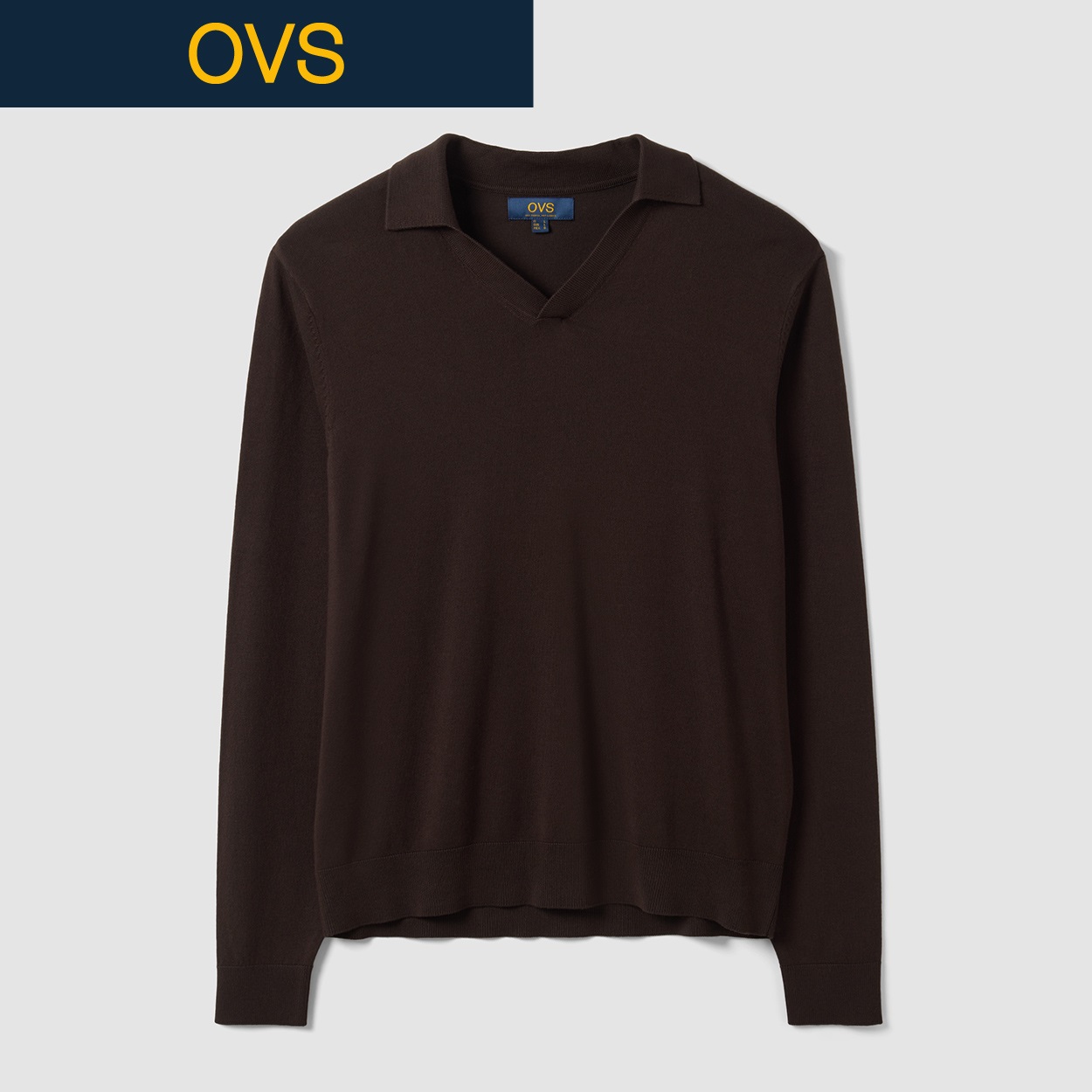 OVS（オヴィエッセ） 長袖ニットポロシャツ 2763993(コイチャ-XL)