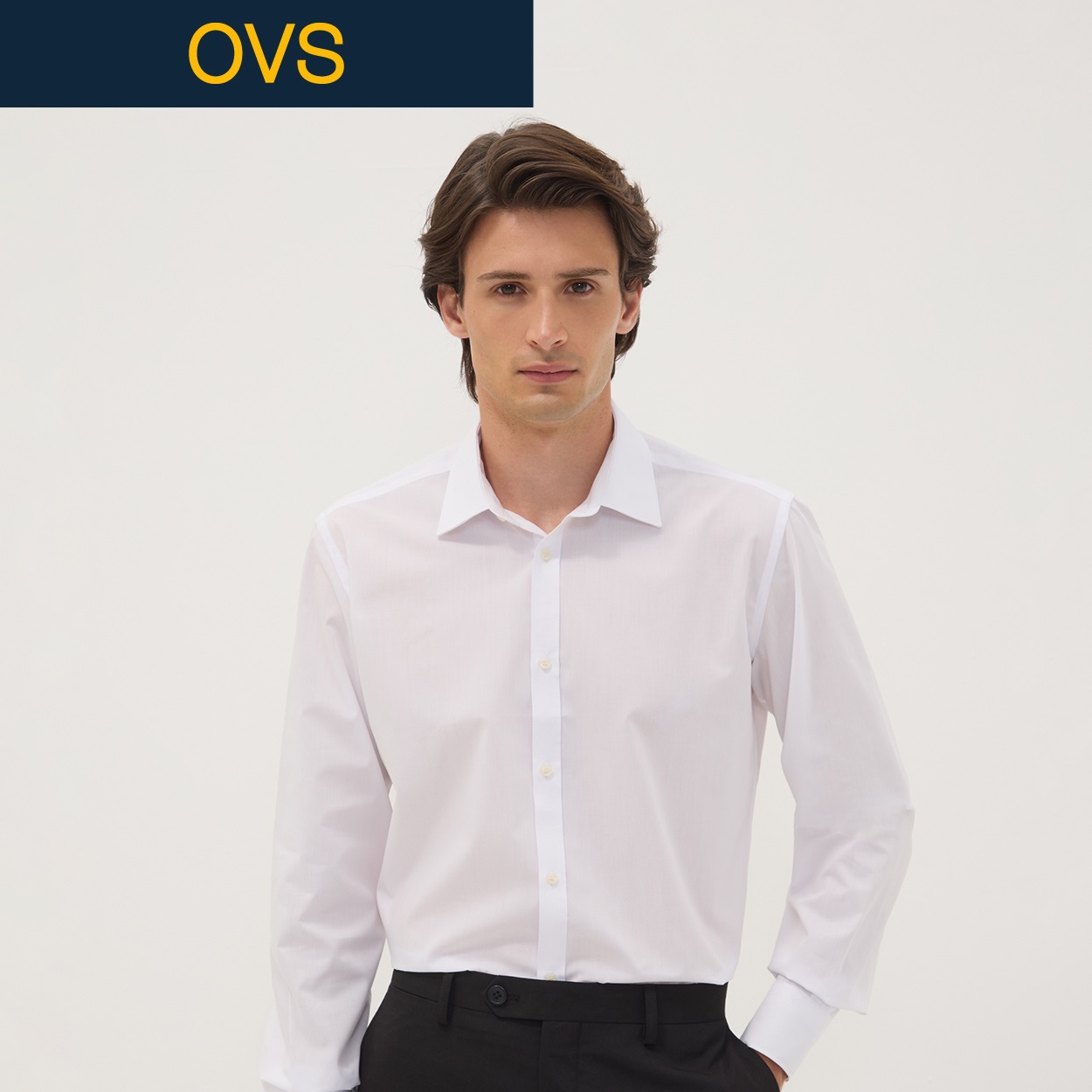 OVS（オヴィエッセ） 長袖スリムシャツ 2765713(オプティカルホワイト-M)