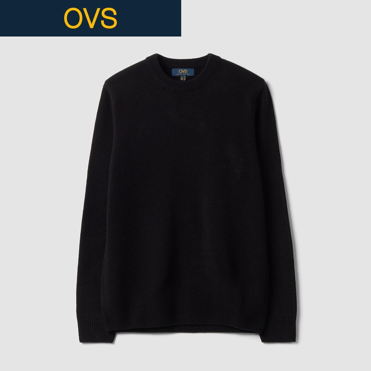 OVS（オヴィエッセ） アクリルラウンドネックニット 2769354(ブラック-M)