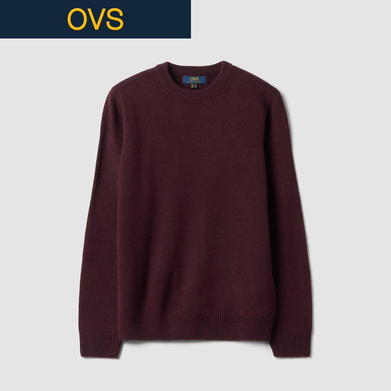 OVS（オヴィエッセ） アクリルラウンドネックニット 2769374(クラレットレッド-M)