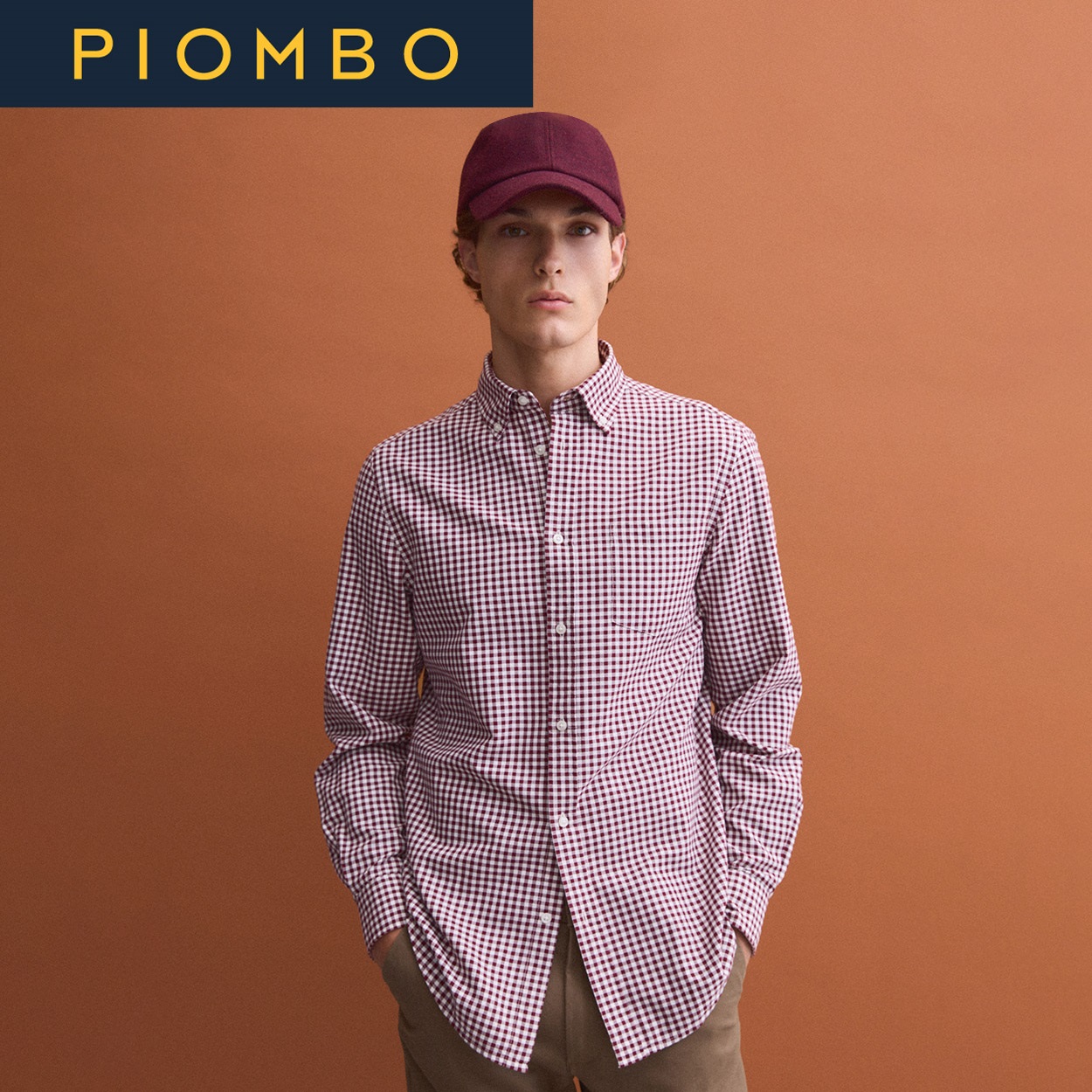 PIOMBO（ピオンボ） コットンチェック柄シャツ 2839976(Ａアカ-XL)