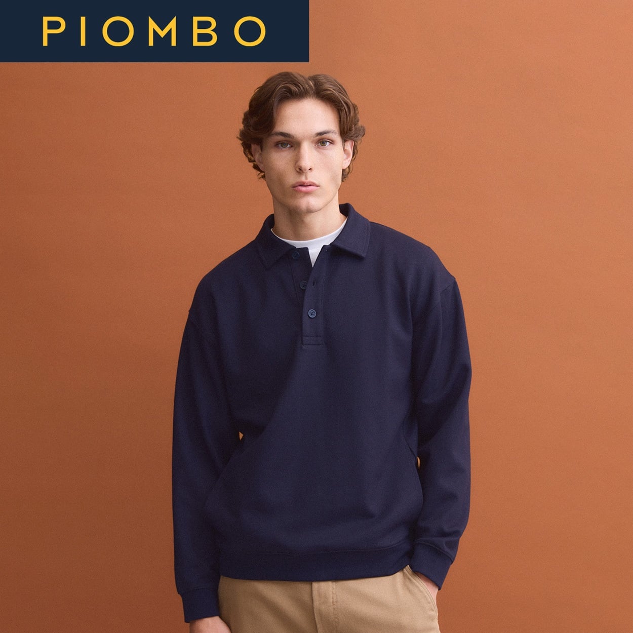 PIOMBO（ピオンボ） スウェットポロシャツ 2841004(ナイトブルー-S)
