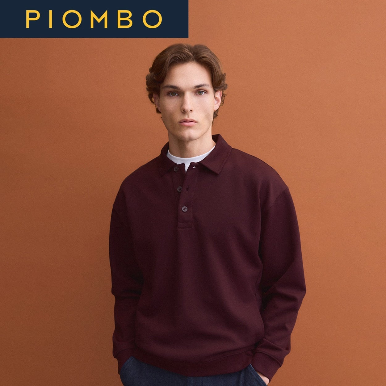 PIOMBO（ピオンボ） スウェットポロシャツ 2841009(ダークブラウン-M)