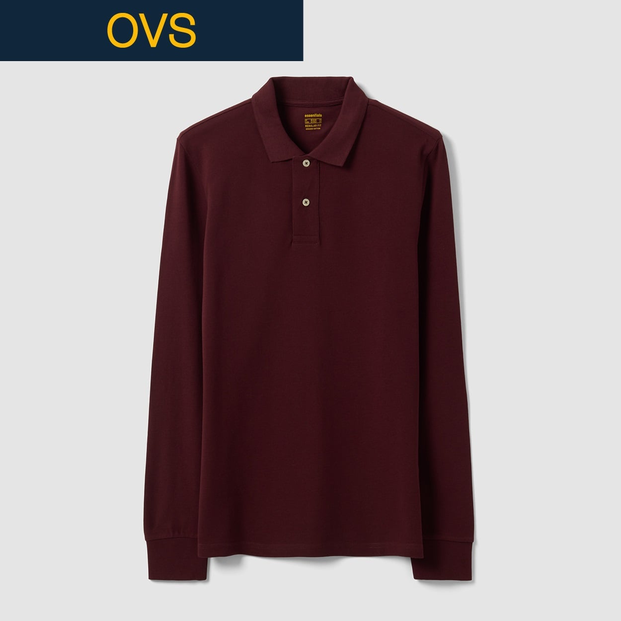 OVS（オヴィエッセ） コットン長袖ポロシャツ 2853166(クラレットレッド-S)