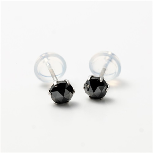 <08 BUZ>プラチナブラックダイヤ計0.5ctピアス
