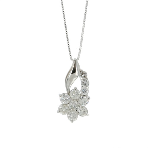 ⭐プラチナ⭐２ct⭐ダイヤモンド⭐ネックレス⭐ 08 BUZ>プラチナダイヤ計1.0ctフラワーモチーフネックレス(鑑別