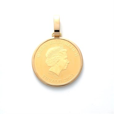 24金エリザベス女王ホースデザイン・18金枠1/2オンスペンダントトップ