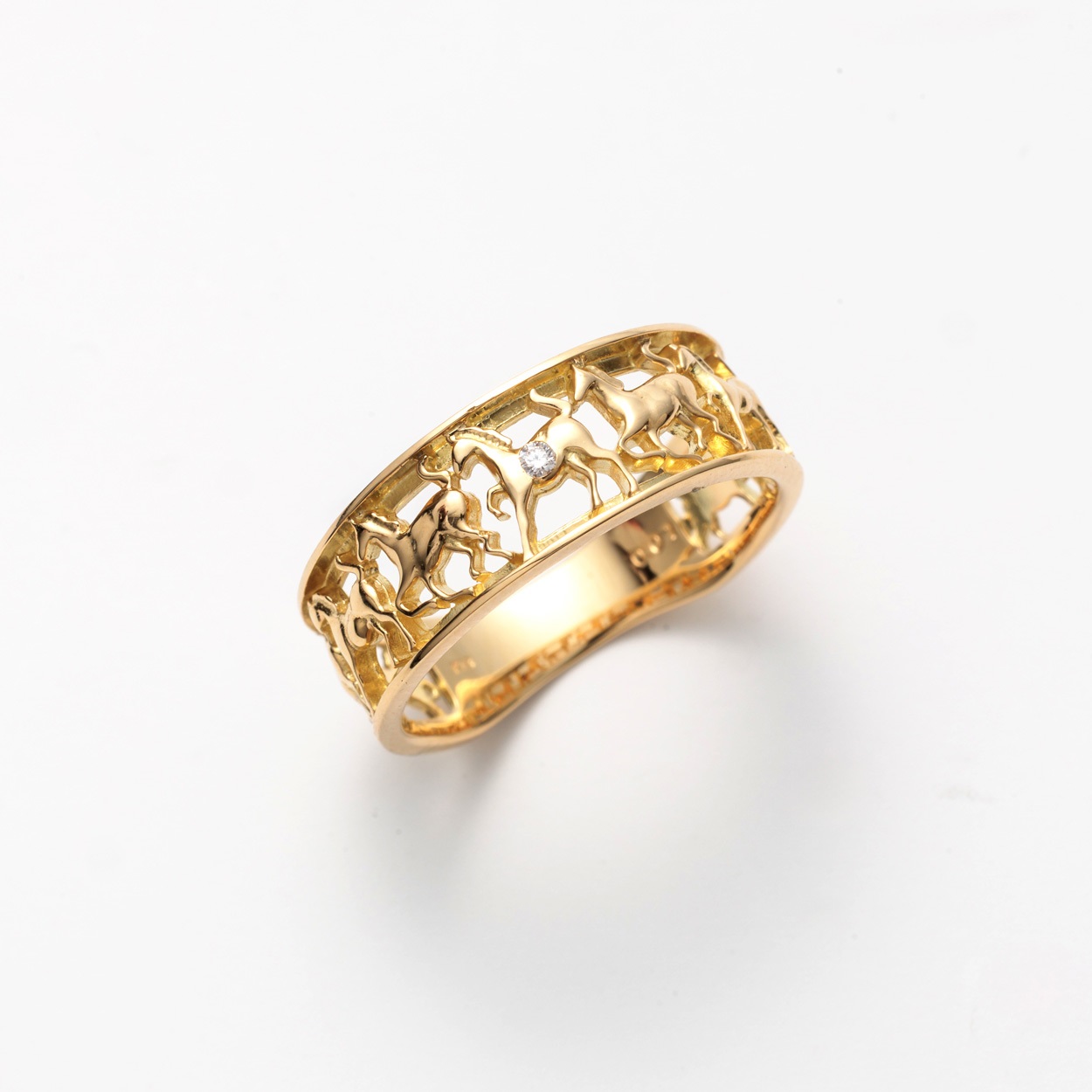 K18YG ダイヤ 馬九行久(うまくいく)リング 0.01ct<02 Aセレ> | イオン