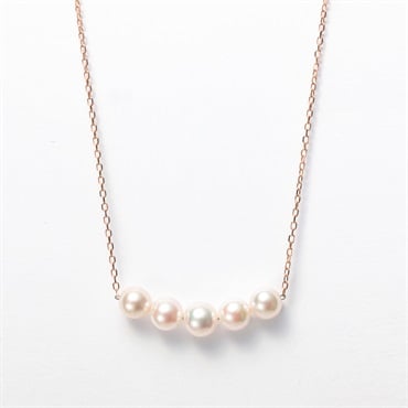 10金ピンクゴールドあこや真珠ネックレス(約5mm×5珠)<02 決算謝恩