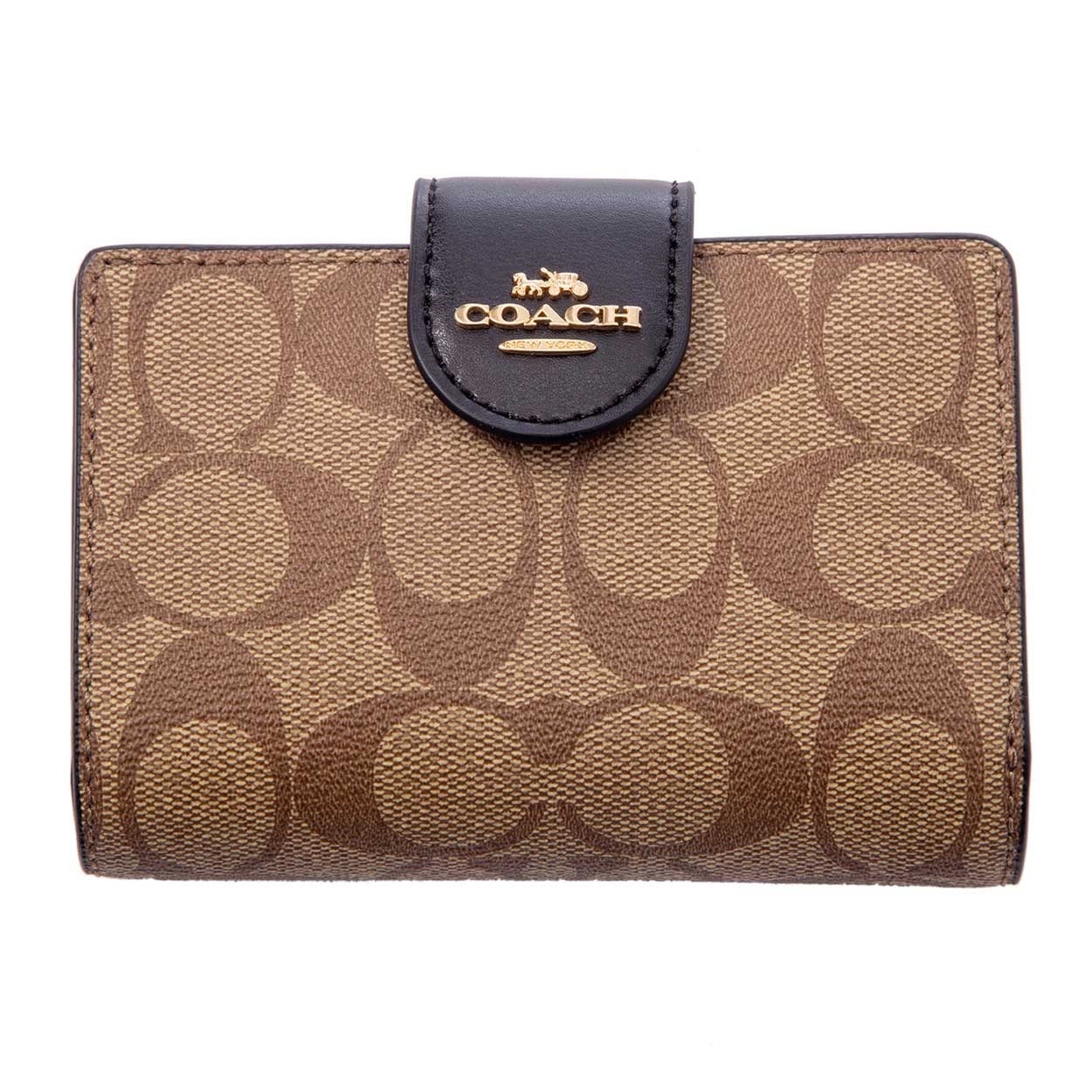 COACH(コーチ) ミディアムコーナージップウォレット C0082 IMCBI<06 予約会>(カーキ/ブラック-フリー)