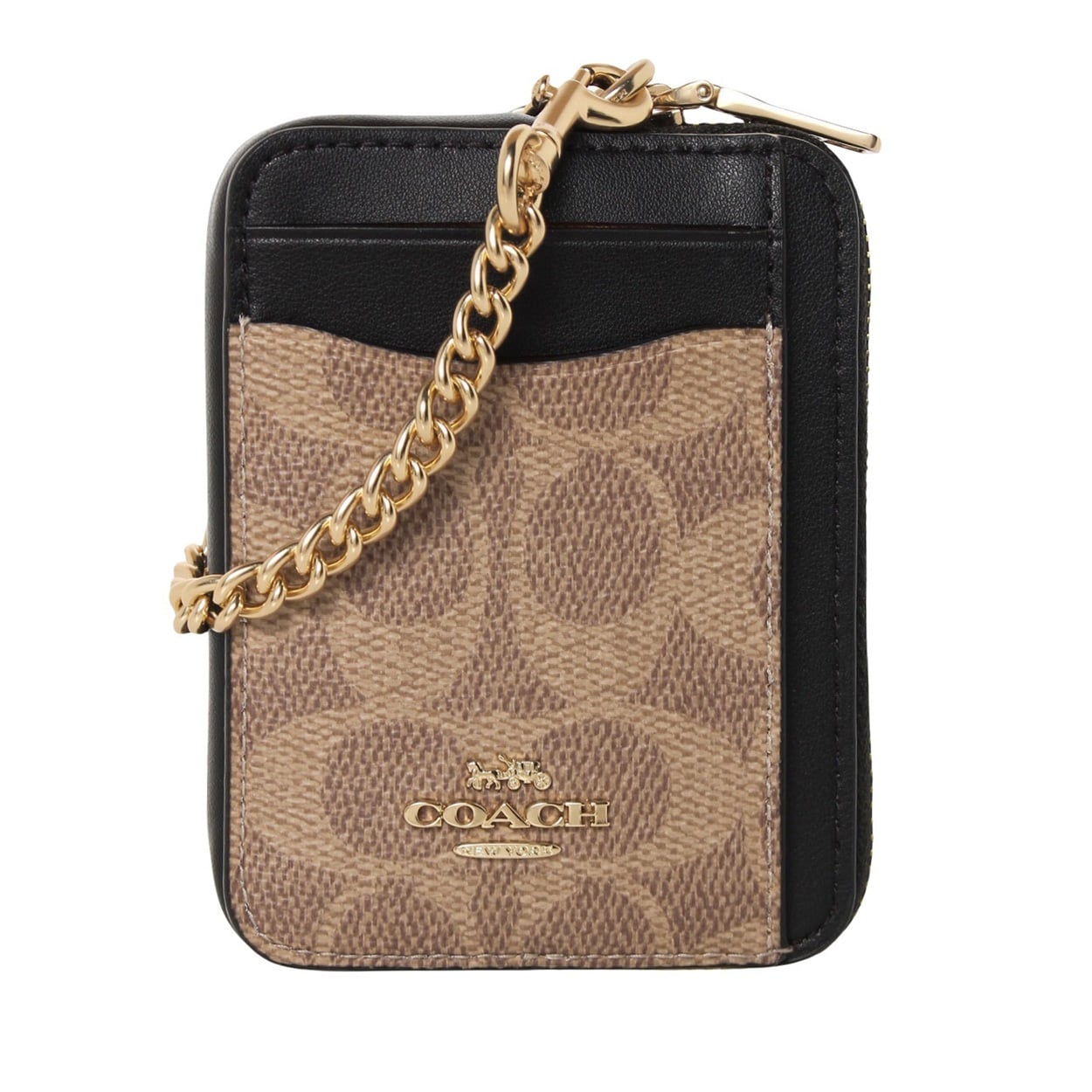 COACH(コーチ) ジップカードケース CW883 IMQRX<06 予約会>(タン/ブラック-フリー)