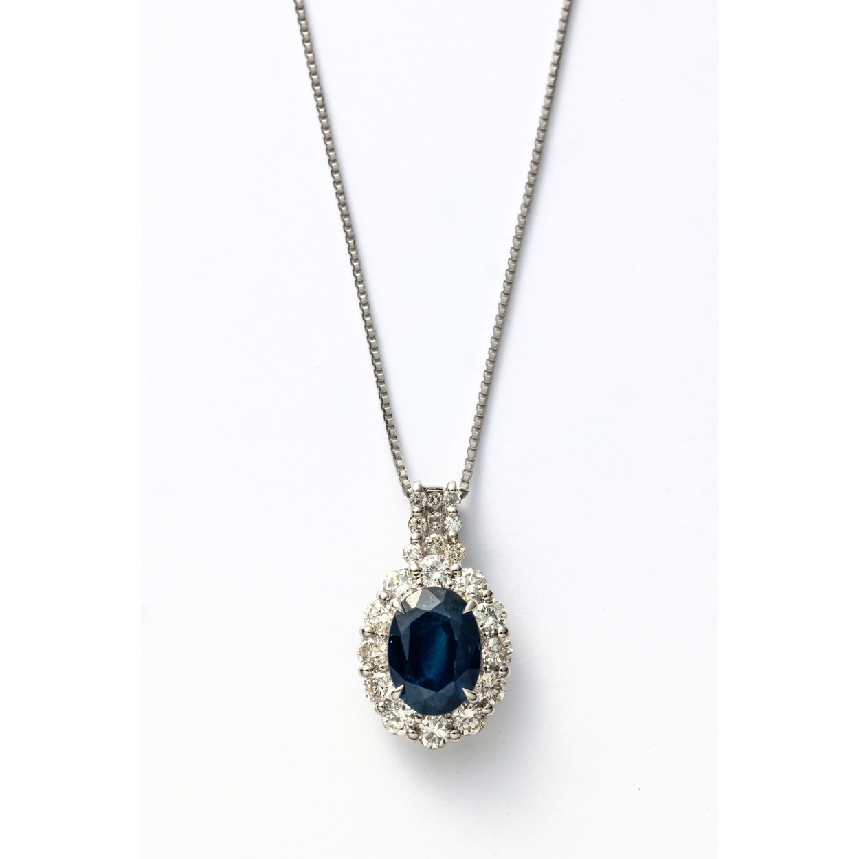 プラチナサファイア1.0ct/ダイヤ計0.3ctネックレス(鑑別カード付)<06 従販>(プラチナ-フリー)