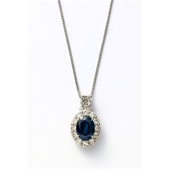 プラチナサファイア1.0ct/ダイヤ計0.3ctネックレス(鑑別カード付)<06 従販>(プラチナ-フリー)