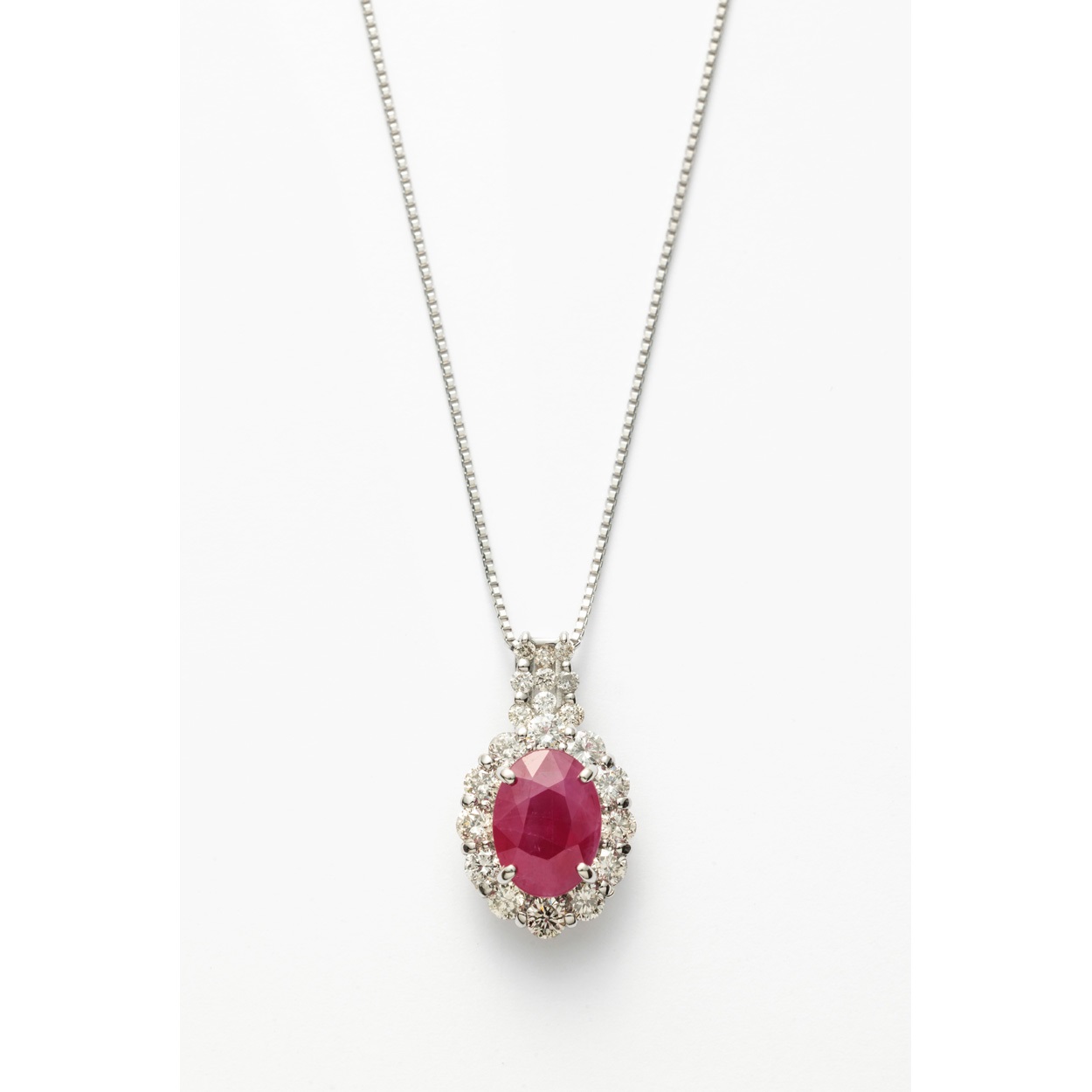 プラチナルビー0.7ct/ダイヤ計0.3ctネックレス(鑑別カード付)<06 従販>(プラチナ-フリー)